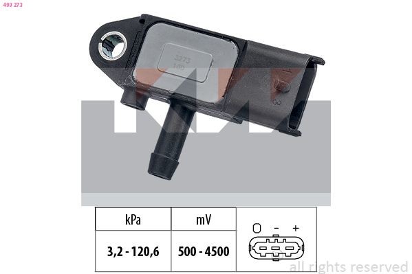 KW Capteur, pression des gaz échappement 493 273 493 273 Capteur de pression différentielle KW HYUNDAI KONA