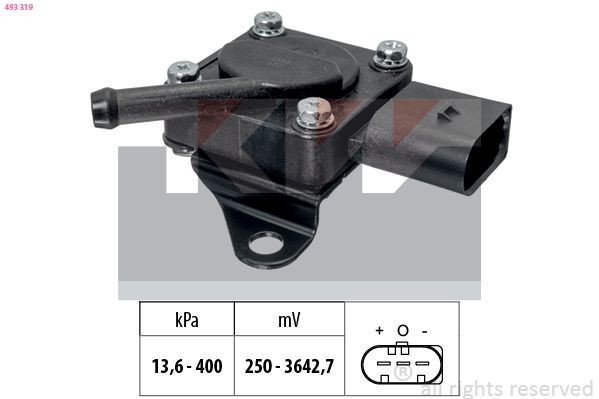 KW Sensor, udstødningstryk 493 319 493 319 Udstødnings trykføler KIA SPORTAGE KW