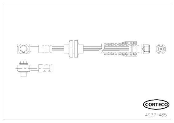 CORTECO Bremseslange 49371485 49371485 Bremseslange CHEVROLET BLAZER S10 CORTECO