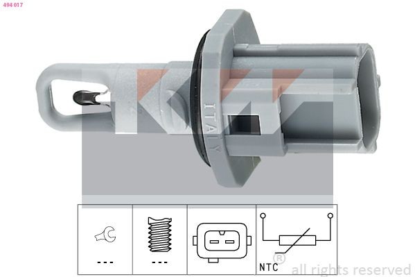 KW Sensor, temperatuur binnenkomende lucht 494 017 Nissan NV400 Sensor temperatuur binnenkomende lucht KW 494 017
