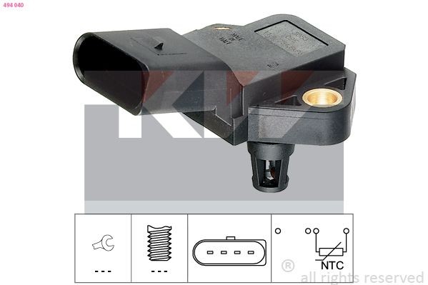 KW Sensor, temperatuur binnenkomende lucht 494 040 Inlaatlucht temperatuur sensor KW C3 494 040 goedkoop