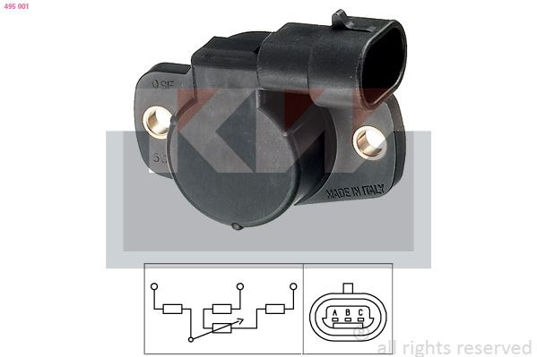 KW Spjällägesgivare 495 001 495 001 KW gasspjällsgivare FIAT PUNTO