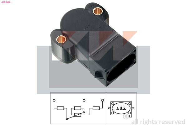 KW Sensor, drosselventilstilling 495 064 Sensor drosselventilstilling KW Jaguar X-TYPE 495 064