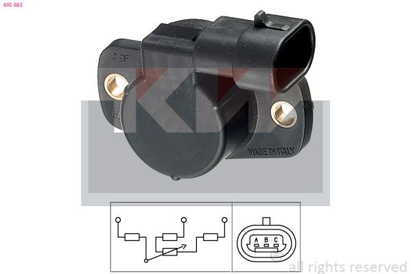 KW Sensor, drosselventilstilling 495 083 495 083 Gasspjeld sensor JAGUAR X-TYPE KW