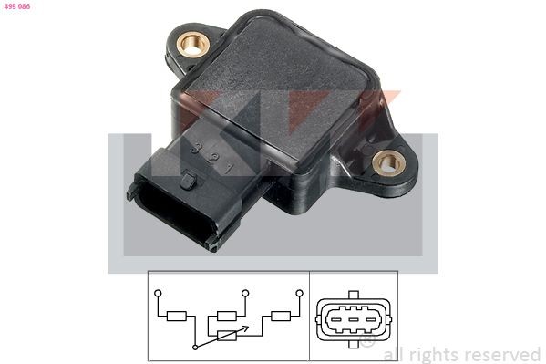 KW Sensor, drosselventilstilling 495 086 495 086 Gasspjeld sensor NISSAN NV200 KW