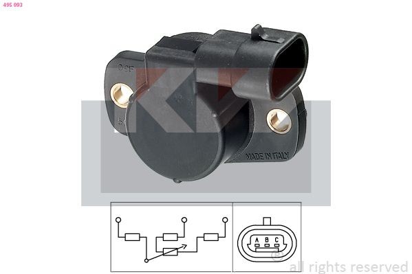 KW Sensor, drosselventilstilling 495 093 495 093 Gasspjeld sensor JAGUAR X-TYPE KW