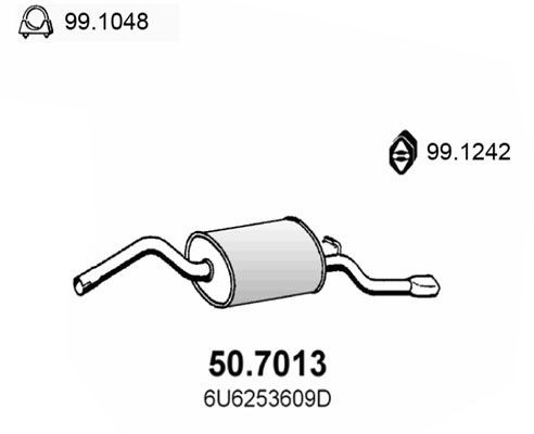 ASSO Einddemper 50.7013 ASSO 50.7013 Einddemper, uitlaat Skoda Felicia 6U1 goedkoop