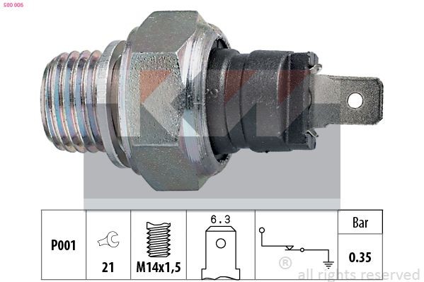 KW Oljetrycksgivare 500 006 500 006 KW oljetryckskontakt Citroen XANTIA