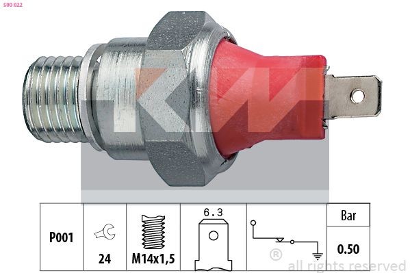 KW Oljetrykkbryter 500 022 Oljetrykk sensor KW Fiat UNO 500 022