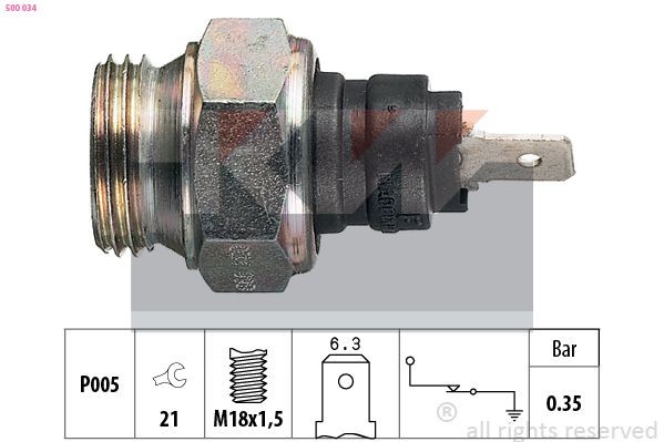 KW Eļļas spiediena devējs 500 034 500 034 Eļļas spiediena sensors RENAULT TRAFIC KW