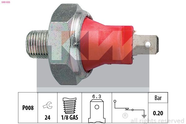 KW Interruptor de pressão do óleo 500 035 500 035 Conector de pressão de óleo motor KIA SOUL KW