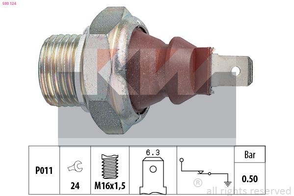 KW Olietrykskontakt 500 124 Olietrykskontakt KW Skoda FAVORIT 500 124