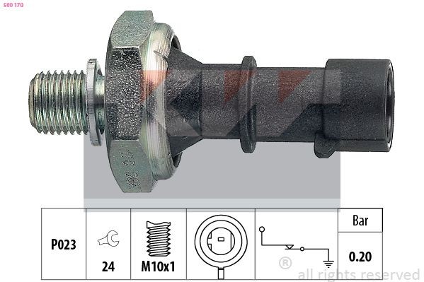 KW Eļļas spiediena devējs 500 170 500 170 Eļļas spiediena sensors OPEL AGILA KW