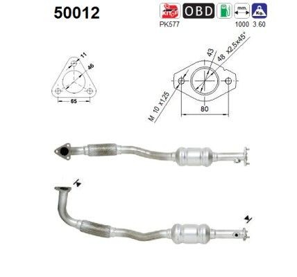 Catalisador AS 50012 AS 50012 Conversor catalítico Daewoo MATIZ 2004