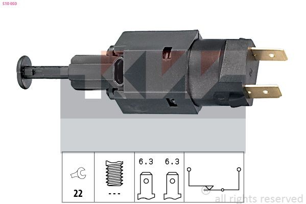 KW Interruptor de luz de stop 510 050 Interruptor do pedal de travão KW LAND ROVER 510 050