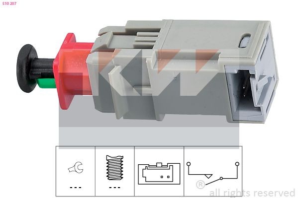 KW Interruptor, comando da embraiagem (regulador da velocidade) 510 207 510 207 Sensor da embraiagem SAAB 900 KW