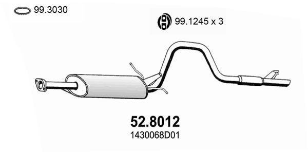 Midtre / bakre lydpotte ASSO 52.8012 ASSO 52.8012 Mellomlyddemper SUZUKI GRAND VITARA 2001