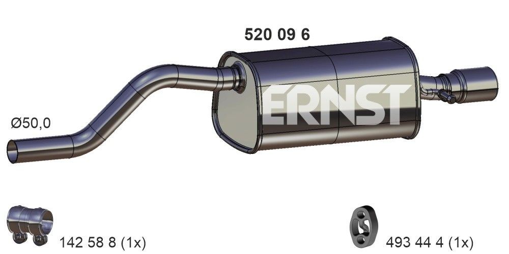 Bakre eksospotte ERNST 520096 ERNST 520096 Lyddemper eksos RENAULT TWINGO 2009