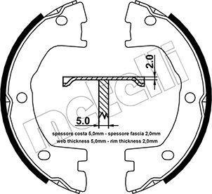 METELLI Σετ σιαγόνων φρένων, χειρόφρενο 53-0077 METELLI 53-0077 Σιαγώνες χειροφρένου Renault Trucks κόστος γνήσια