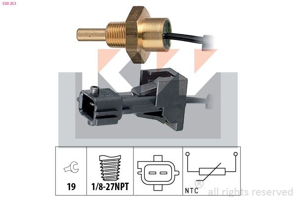 KW Sensor, kølevæsketemp. 530 253 KW Kølevæsketemperatur sensor PORSCHE 530 253
