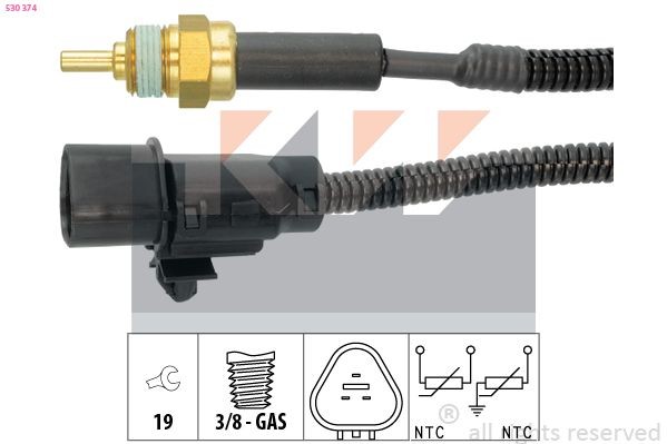 KW Sensor, motortemperatur 530 374 Kjølevæsketemperatursensor KW ix20 530 374 billige
