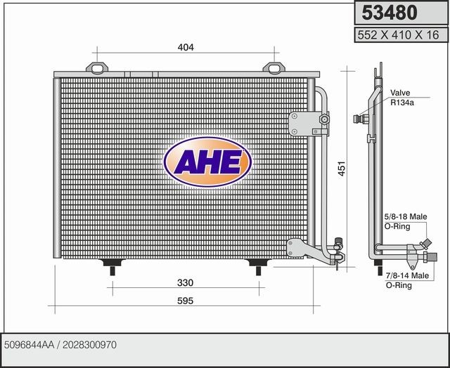 AHE Kondensator, klimaanlæg 53480 53480 AHE AC condenser Mercedes-Benz billig