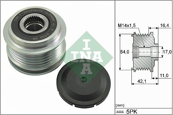 INA Generatortomgang 535 0286 10 Frihjul dynamo INA Alfa Romeo GTV 535 0286 10