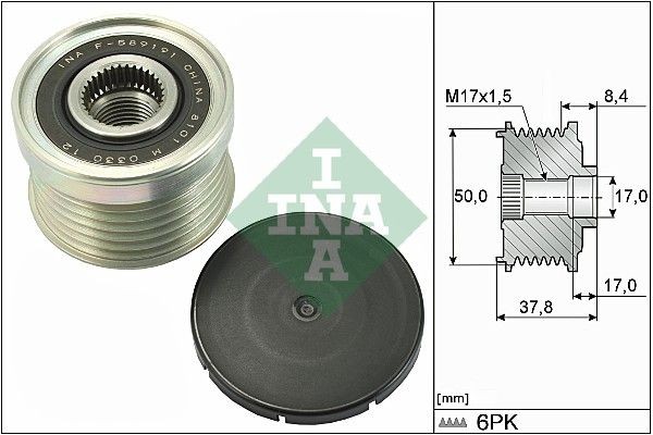INA Rueda libre de alternador 535 0292 10 Poleas para correa Sentra 7 B17: Rueda libre de alternador INA 535 0292 10