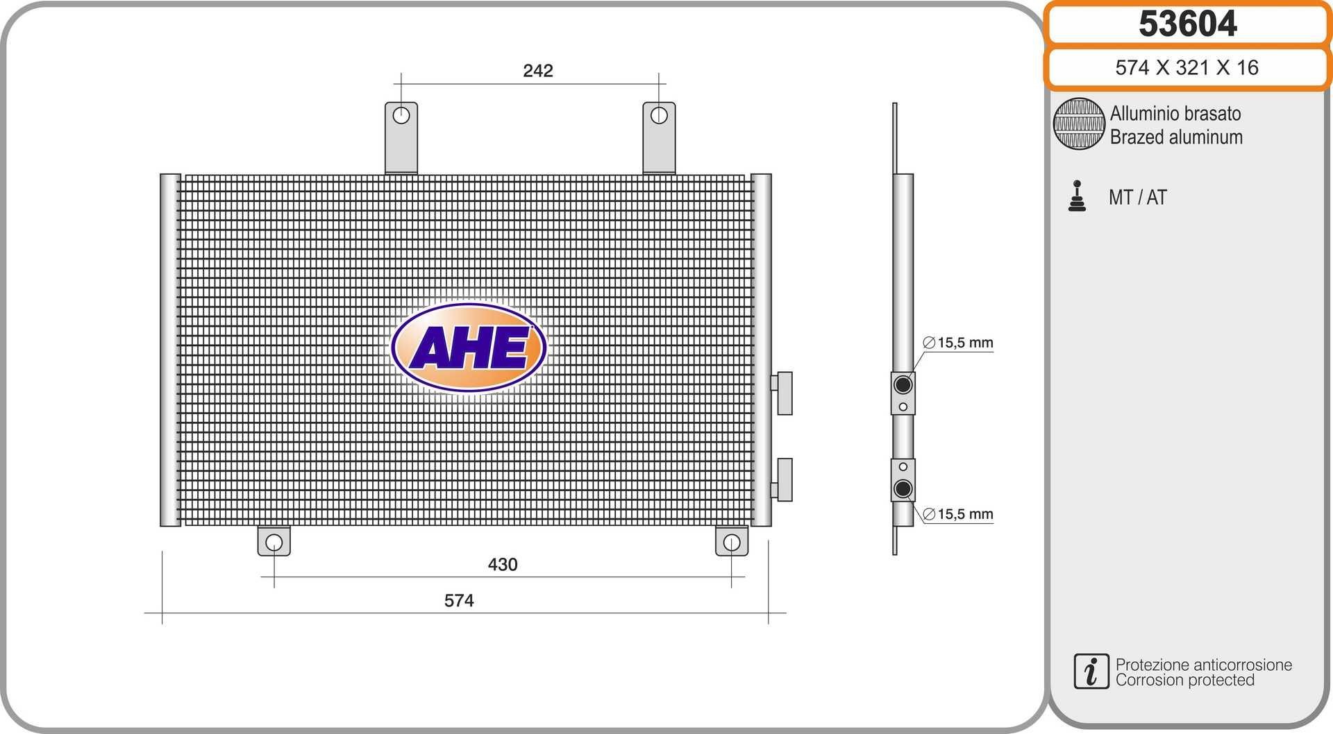 AHE Συμπυκνωτής, σύστ. κλιματισμού 53604 AHE 53604 Συμπυκνωτής Fiat COUPE φθηνά