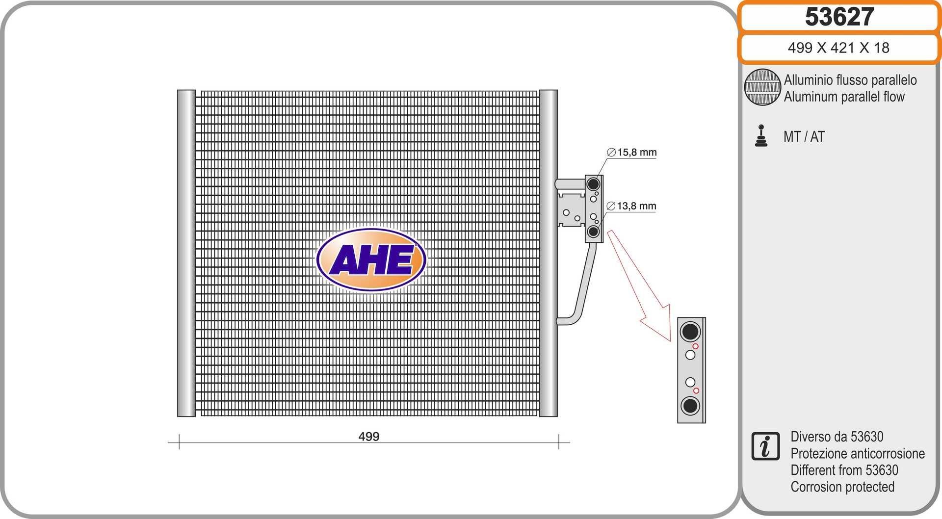AHE Kondensator, klimaanlegg 53627 Ac kondenser AHE BMW X6 53627