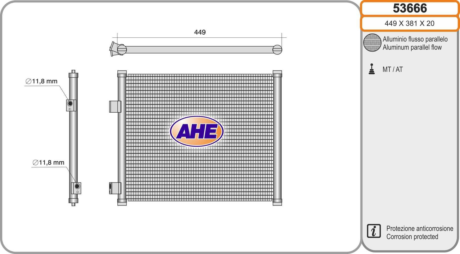 Condensatore climatizzatore AHE 53666 AHE 53666 Condensatore aria condizionata Ford KA 1999