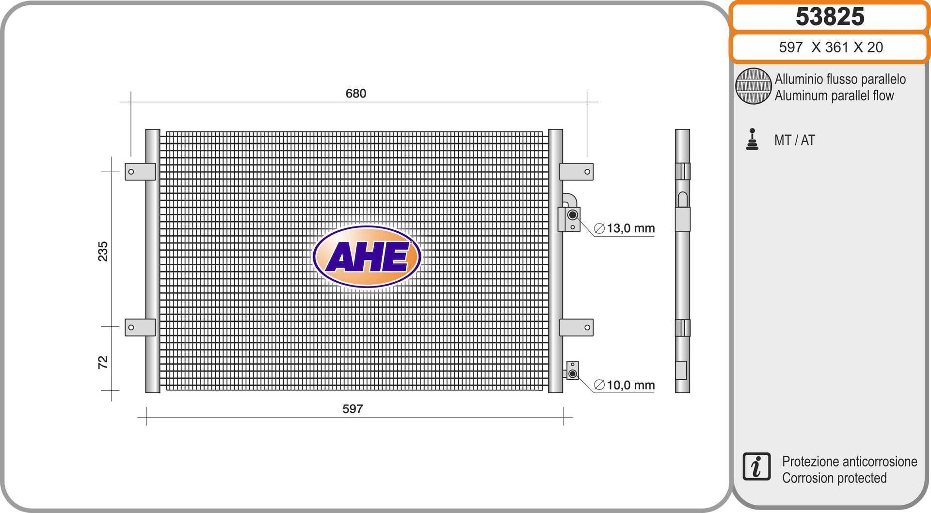 AHE Kondensator, klimaanlæg 53825 AHE Aircondition kondensator VW 53825