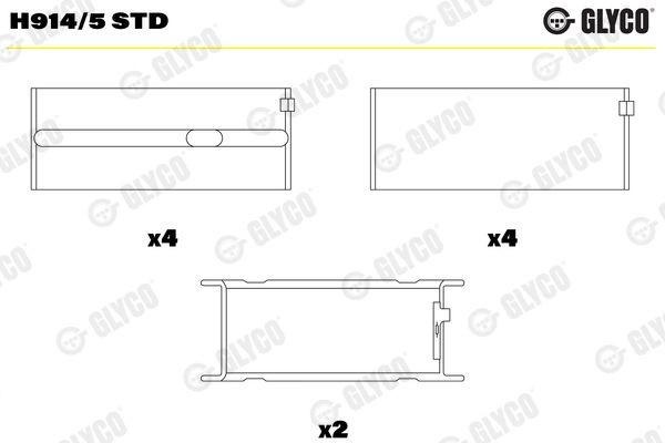 GLYCO Κουζινέτα στροφαλοφόρου άξονα H914/5 STD GLYCO H914/5STD Κουζινέτα στροφαλοφόρου άξονα Chrysler CROSSFIRE γνήσια