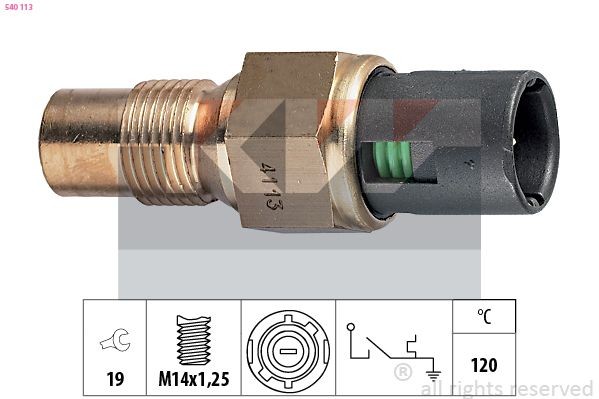 KW Teplotný spínač kontrolky teploty chladenia 540 113 Teplotný spínač ventilátora chladenia KW Renault SUPER 5 540 113