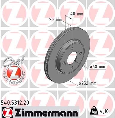 ZIMMERMANN Δισκόπλακα 540.5312.20 Αγωνιστικές δισκόπλακες ZIMMERMANN SX4 540.5312.20 φθηνά