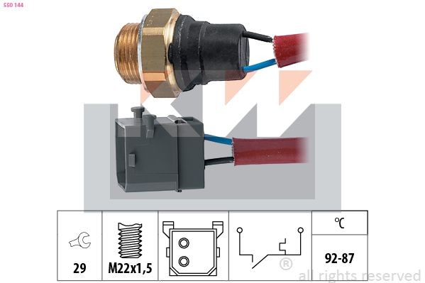 KW Temperaturbryter, kjølevifte 550 101 550 101 Temperaturbryter kjølevifte KW FIAT SEICENTO