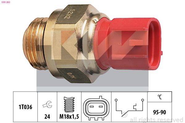 KW Temperaturkontakt, kølerventilator 550 282 550 282 Temperaturkontakt kølerventilator KW RENAULT SCÉNIC
