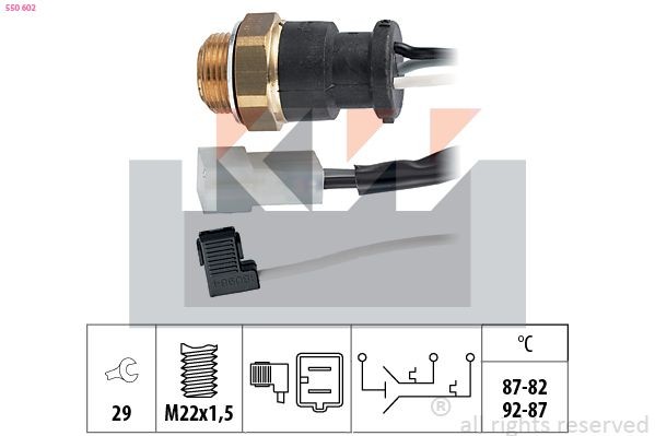 KW Temperatuurilülitus, radiaatorivent. 550 602 Temperatuurilülitus radiaatoriventilaator KW Fiat TALENTO 550 602