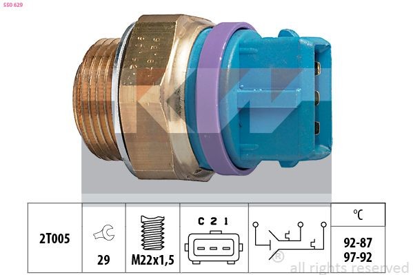 KW Temperatuurilülitus, radiaatorivent. 550 629 550 629 Temperatuurilülitus radiaatoriventilaator FORD USA EXPLORER KW