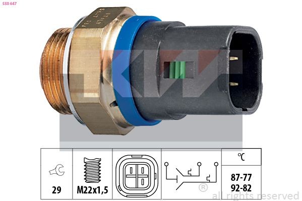 KW Teplotný spínač ventilátora chladenia 550 647 Teplotný spínač ventilátora chladenia KW SUPER 5 550 647 lacné