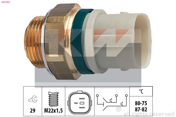 KW Interrupteur de température, ventilateur de radiateur 550 654 Interrupteur de température ventilateur de radiateur KW CORRADO 550 654 pas cher