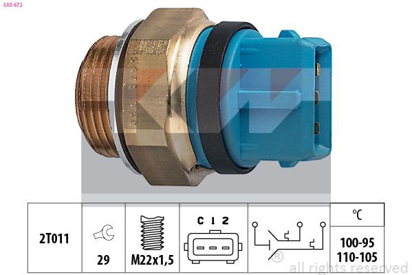 KW Temperatuurilülitus, radiaatorivent. 550 672 Temperatuurilülitus radiaatoriventilaator KW Ford USA EXPLORER 550 672