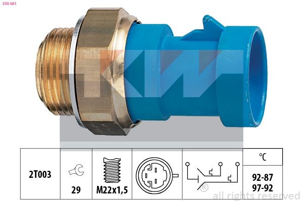KW Temperatuurilülitus, radiaatorivent. 550 681 Temperatuurilülitus radiaatoriventilaator KW Kia SPORTAGE 550 681