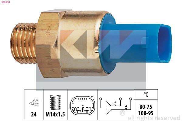 KW Temperatuurilülitus, radiaatorivent. 550 694 550 694 KW Temperatuurilülitus radiaatoriventilaator Citroën odav
