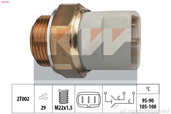 KW Temperatuurilülitus, radiaatorivent. 550 697 Temperatuurilülitus radiaatoriventilaator KW Ford USA EXPLORER 550 697