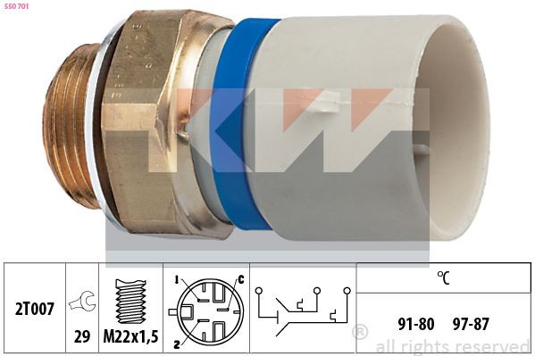KW Termoslēdzis, Radiatora ventilators 550 701 Termoslēdzis radiatora ventilators KW CUPRA 550 701