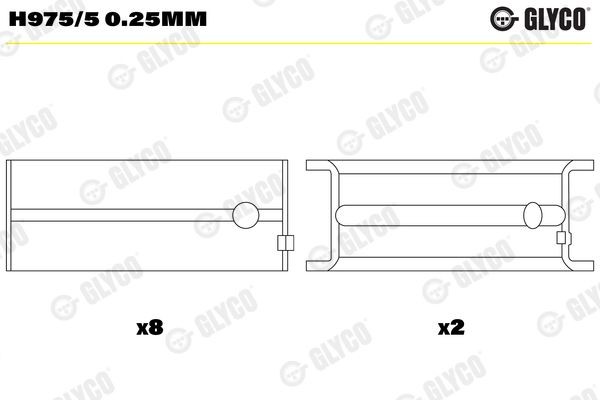GLYCO Veivaksellager H975/5 0.25mm GLYCO H975/5 0.25mm Veivaksellagersett Daewoo Lanos KLAT originale pris