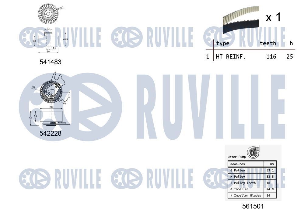 RUVILLE Σετ ιμάντων poly-V 5637980 Κιτ ιμάντα κίνησης RUVILLE Toyota PROACE 5637980