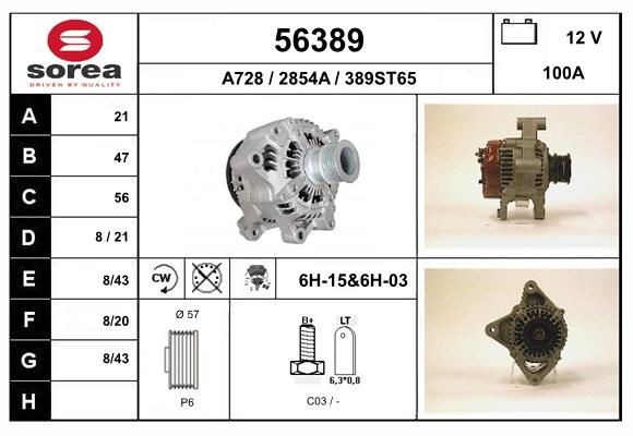 EAI Alternátor 56389 Alternátor EAI Volvo S60 56389