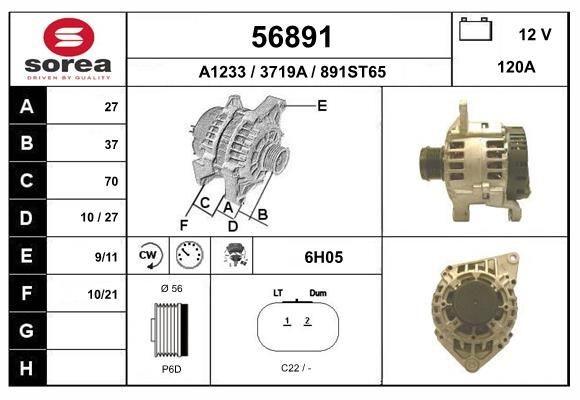 EAI Alternátor 56891 Alternátor EAI S60 56891 lacné